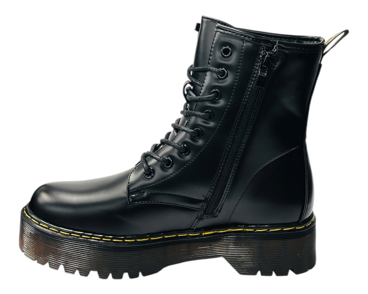 Platform Faux Leather Ankle Boots