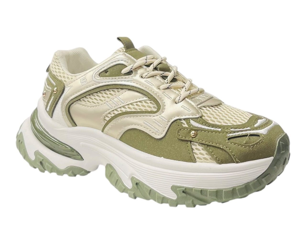 Chunky Sole Lace Up Faux Leather Trainers