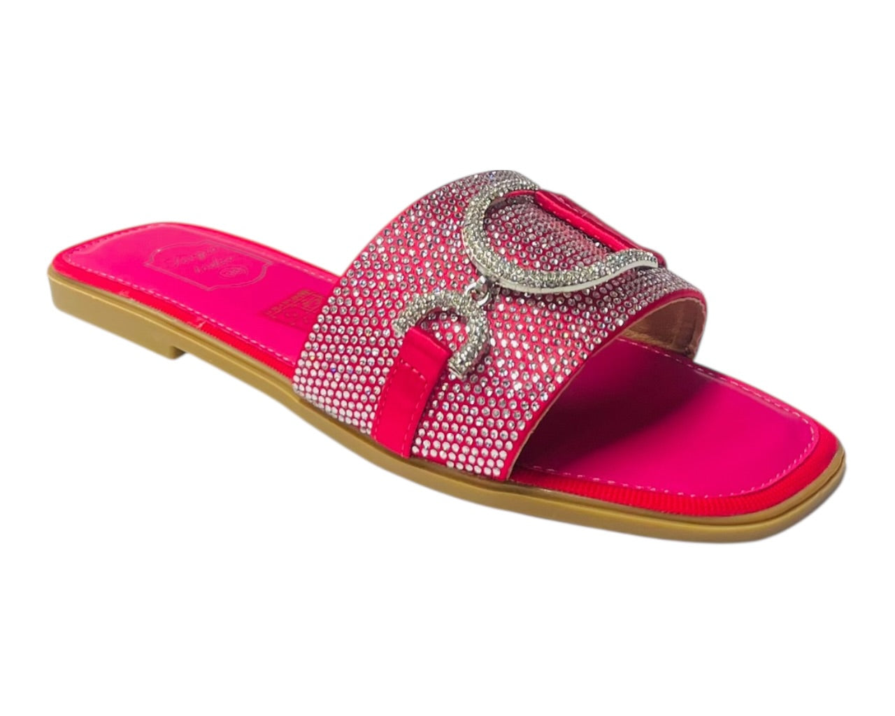 Diamante Cushioned Insole Open Toe Flat Slider