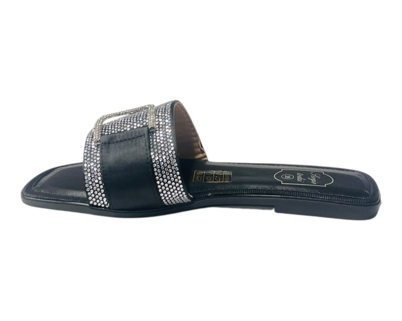 Diamante Cushioned Insole Open Toe Flat Slider