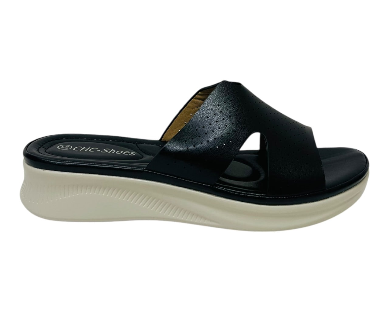 Lightweight Perforated Slip On Wedge Sandals
