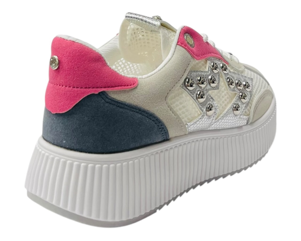 Platform Mesh Stud Lace Up Trainers
