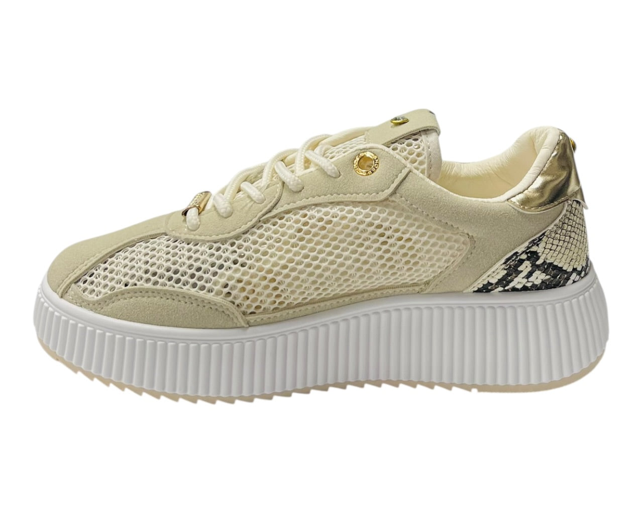 Platform Mesh Stud Lace Up Trainers