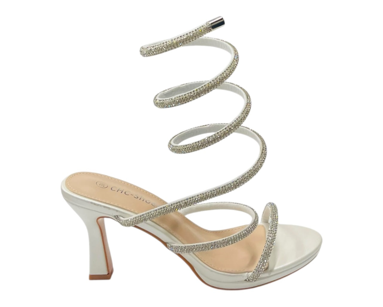 Diamante Snake Anklet Round Toe Sandals