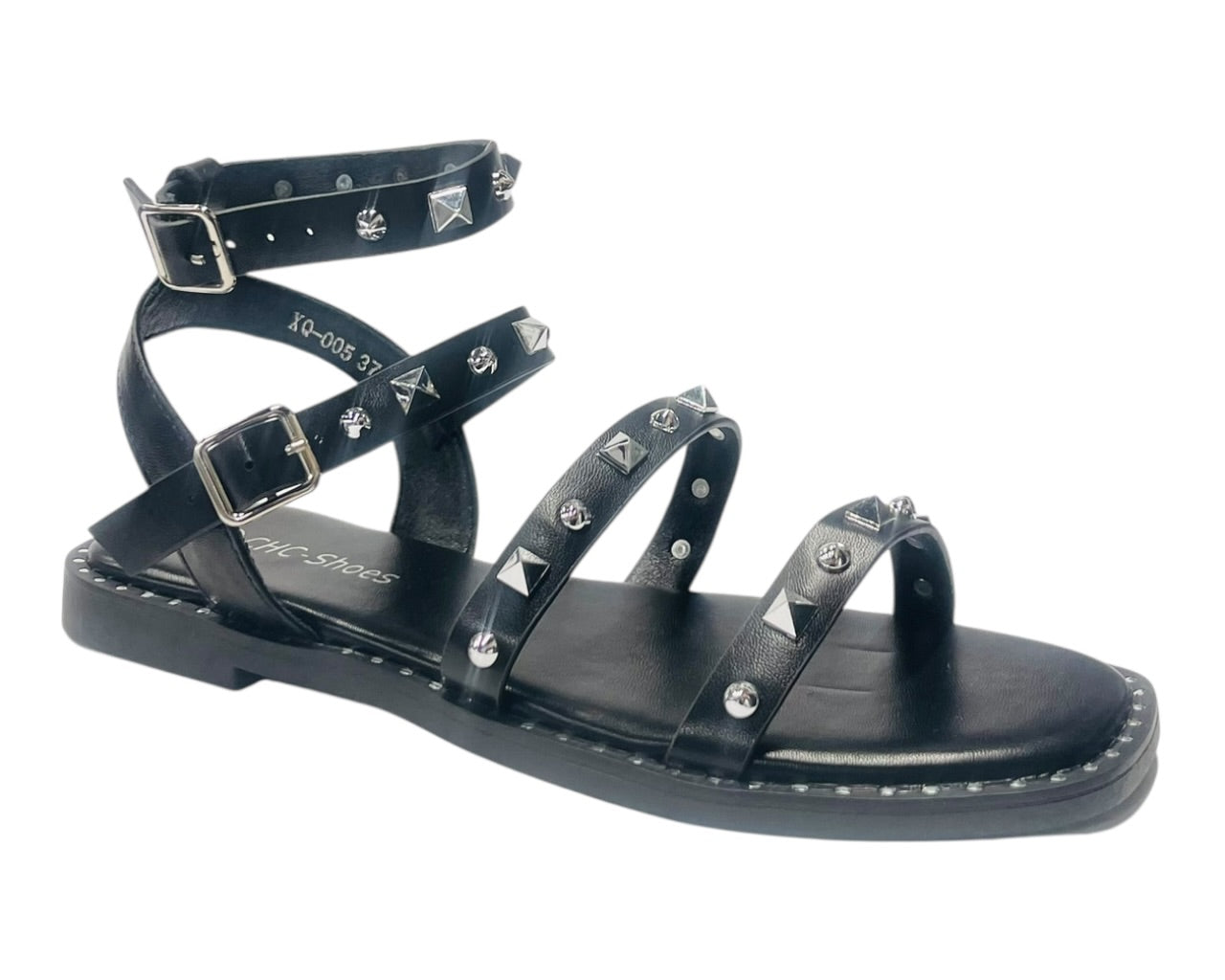 Double Ankle Strap Stud Gladiator Flat Sandals