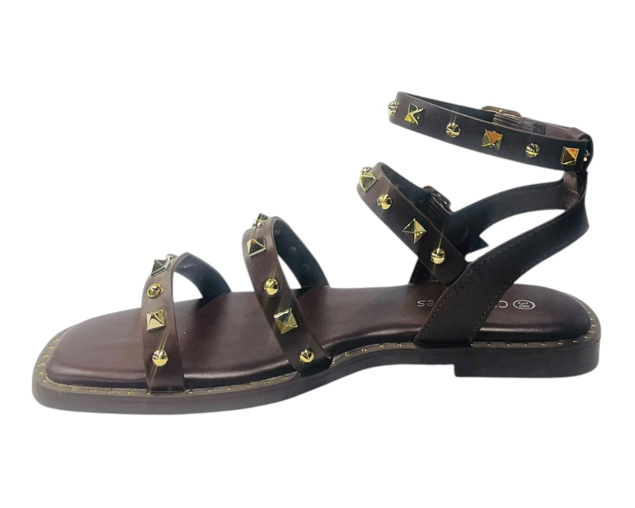 Double Ankle Strap Stud Gladiator Flat Sandals