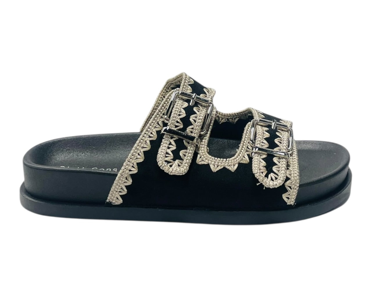 Double Buckle Strap Chunky Sole Slider Sandal