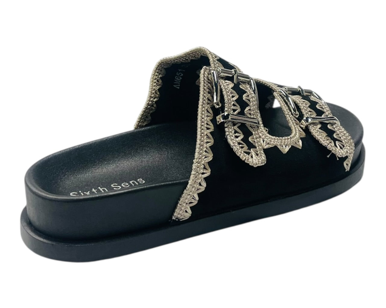 Double Buckle Strap Chunky Sole Slider Sandal