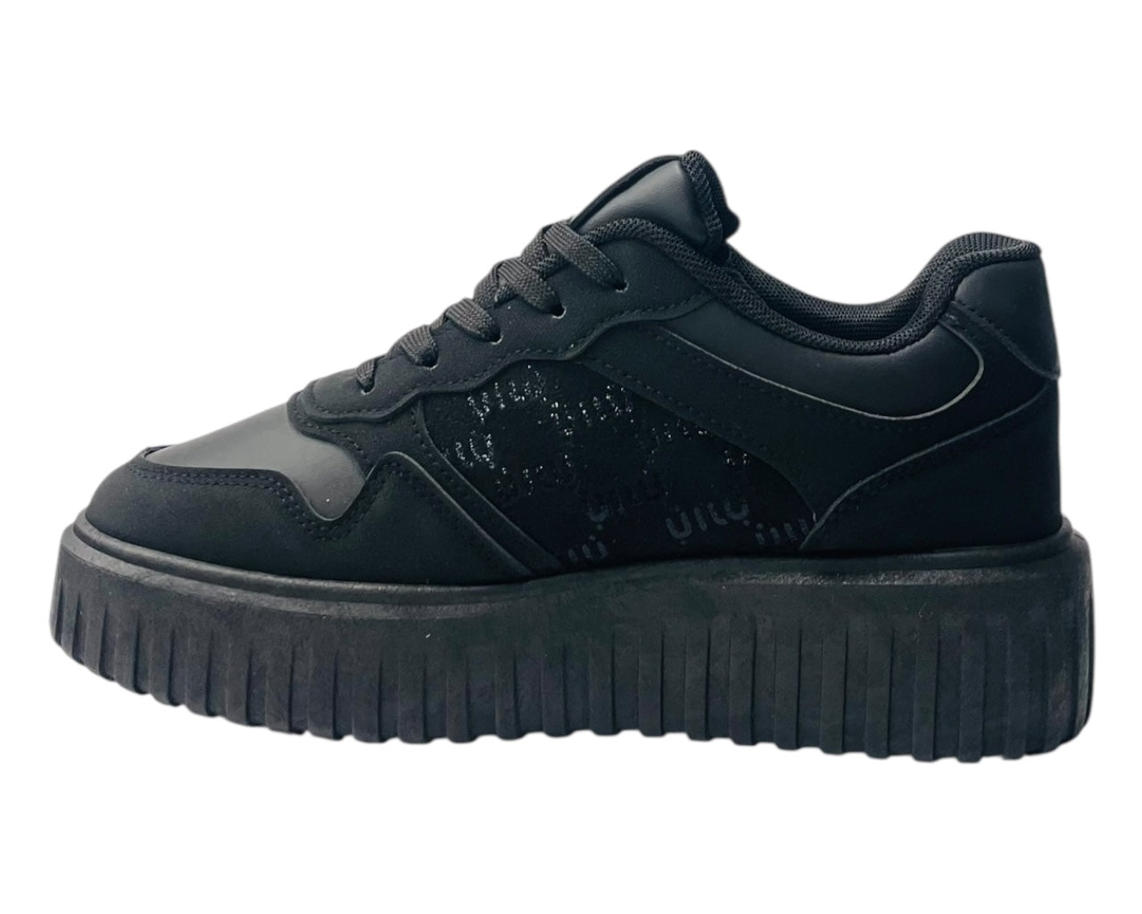 Faux Leather Platform Lace Up Trainers