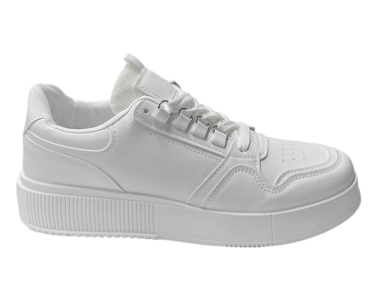 Faux Leather Casual Lace Up Trainers