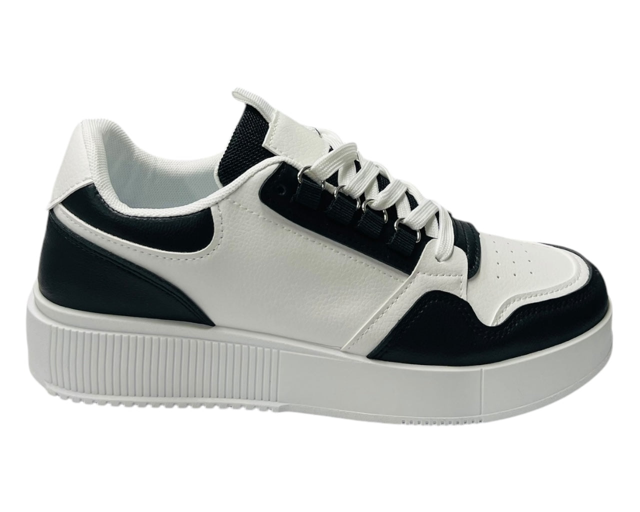 Faux Leather Casual Lace Up Trainers