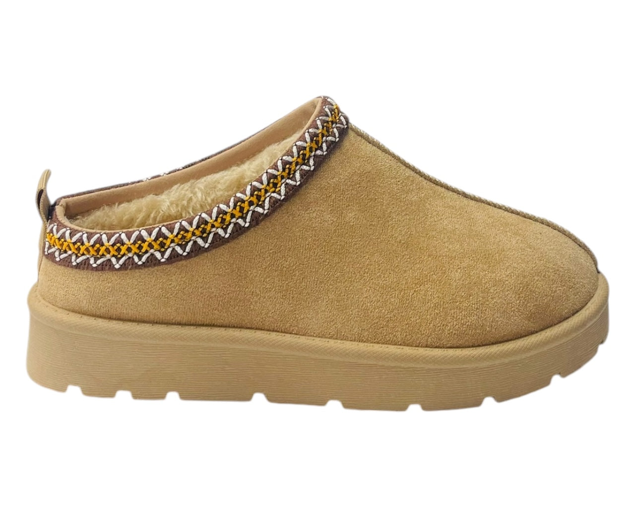 Faux Fur Lined Aztec Flat Sole Shoes
