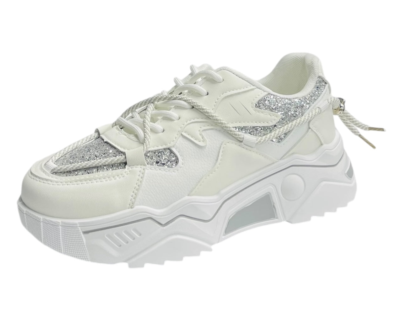 Chunky Sole Glitter Lace Up Trainers