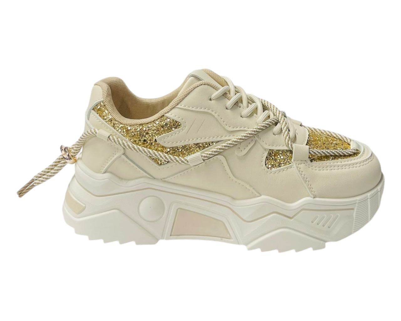 Chunky Sole Glitter Lace Up Trainers
