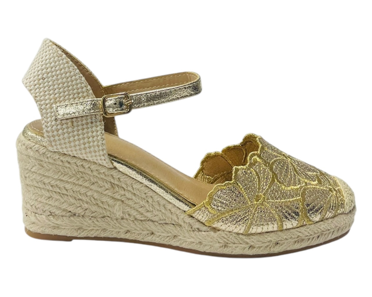 Embroidered Wedge Espadrilles Sandals