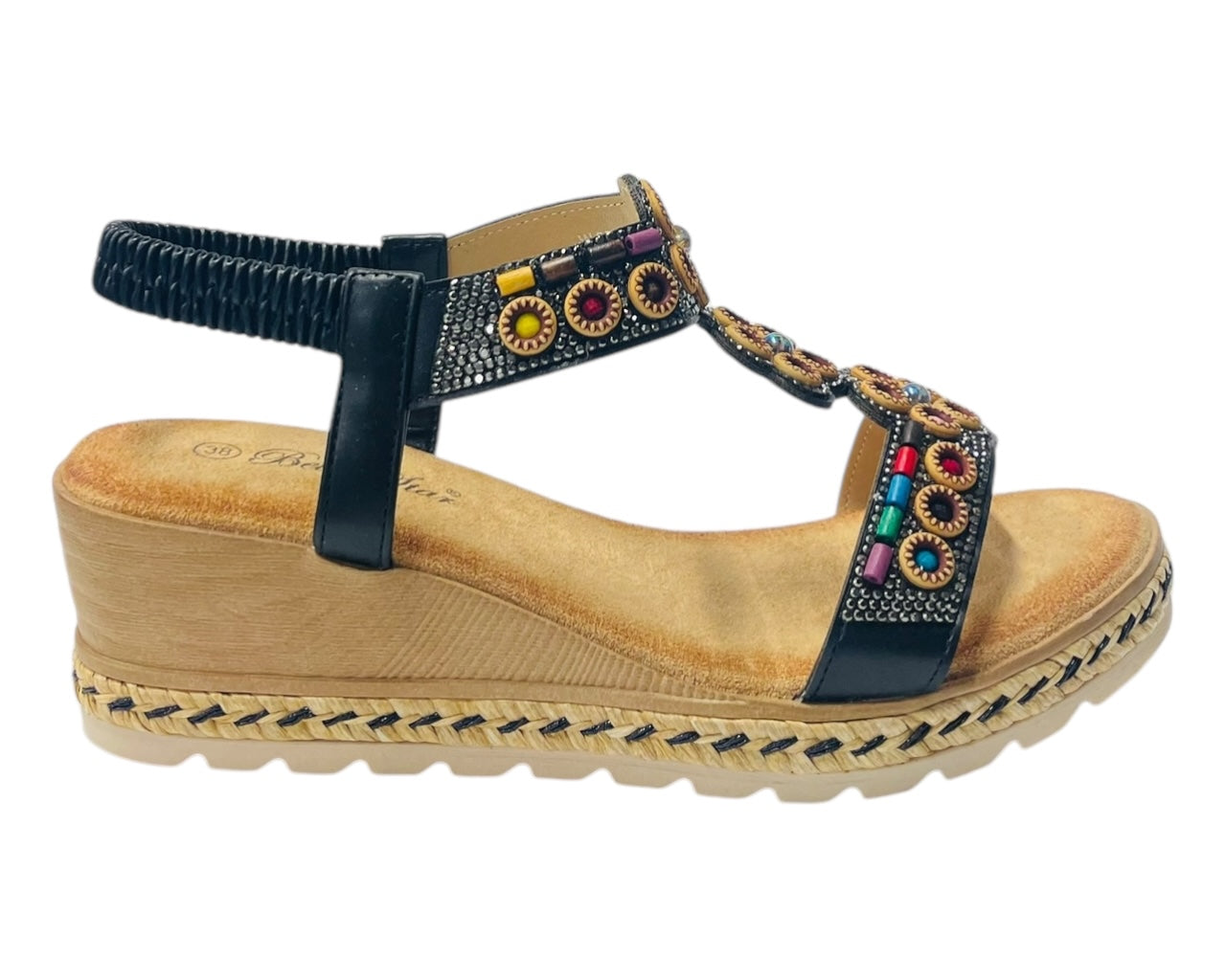 Diamante Slip On Wedge Sandals