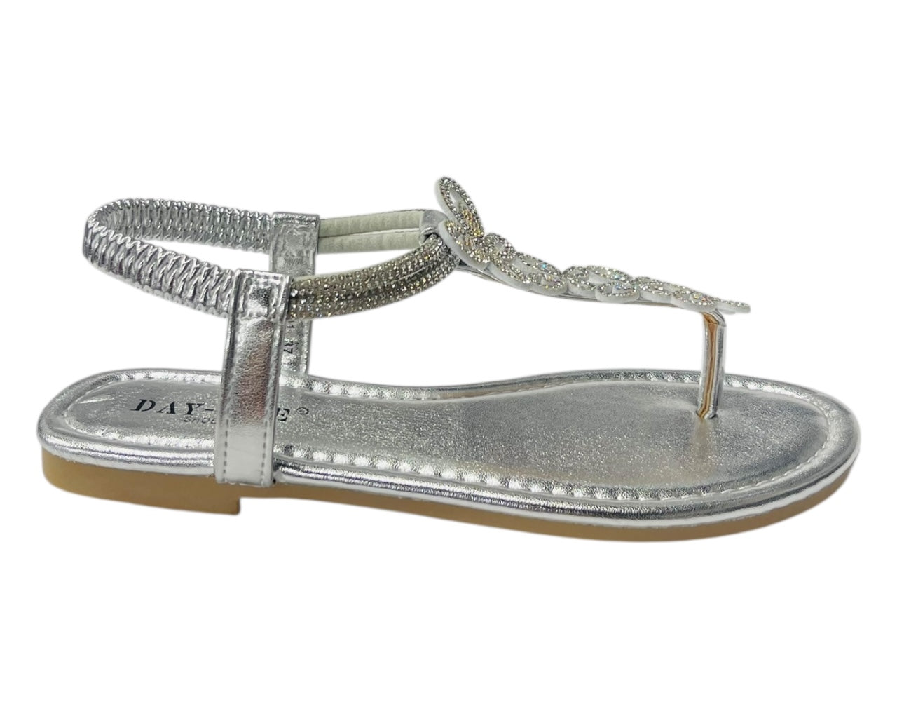 Rhinestone Elastic Ankle Strap Thong Sandals