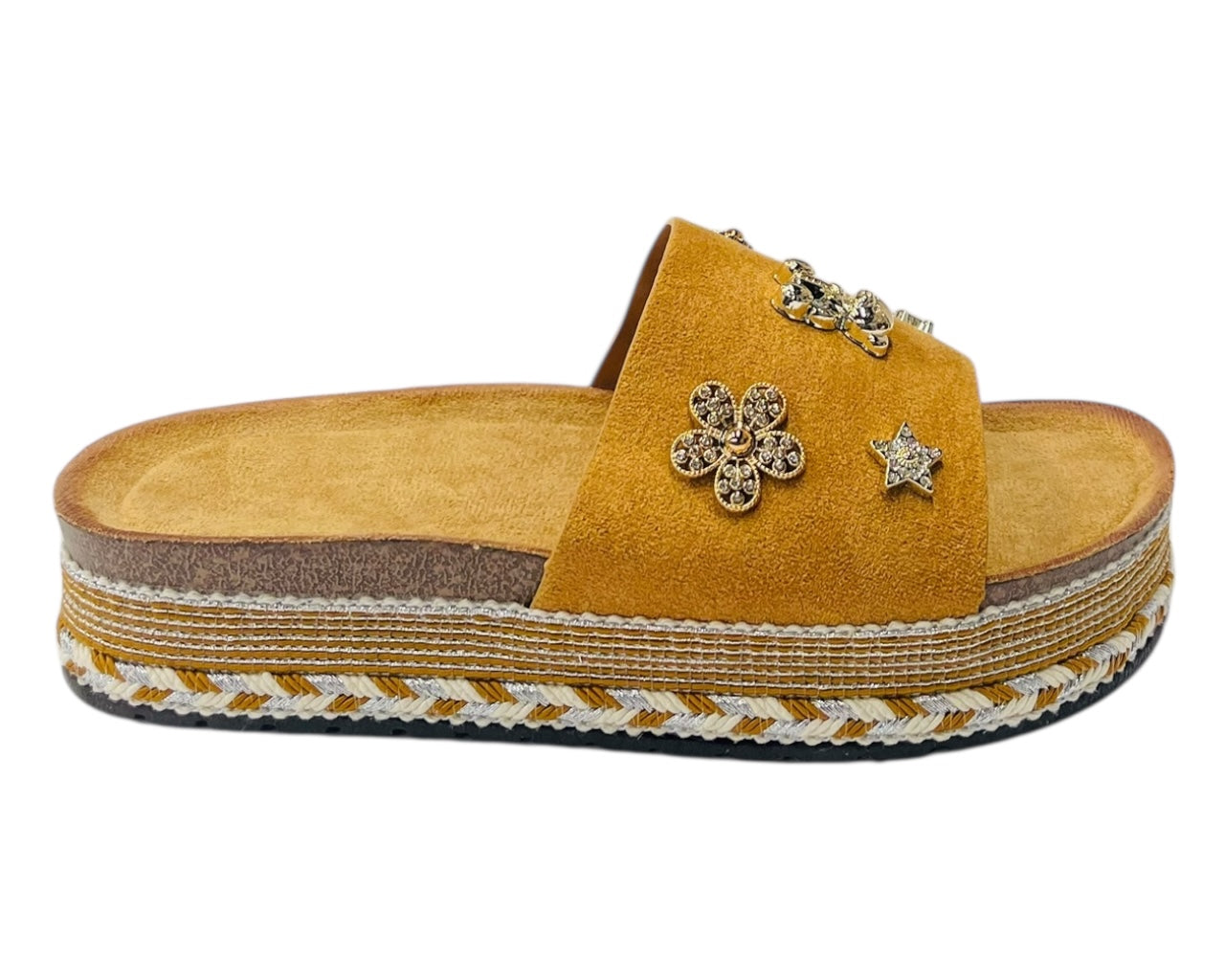 Wide Strap Padded Mules Sandals