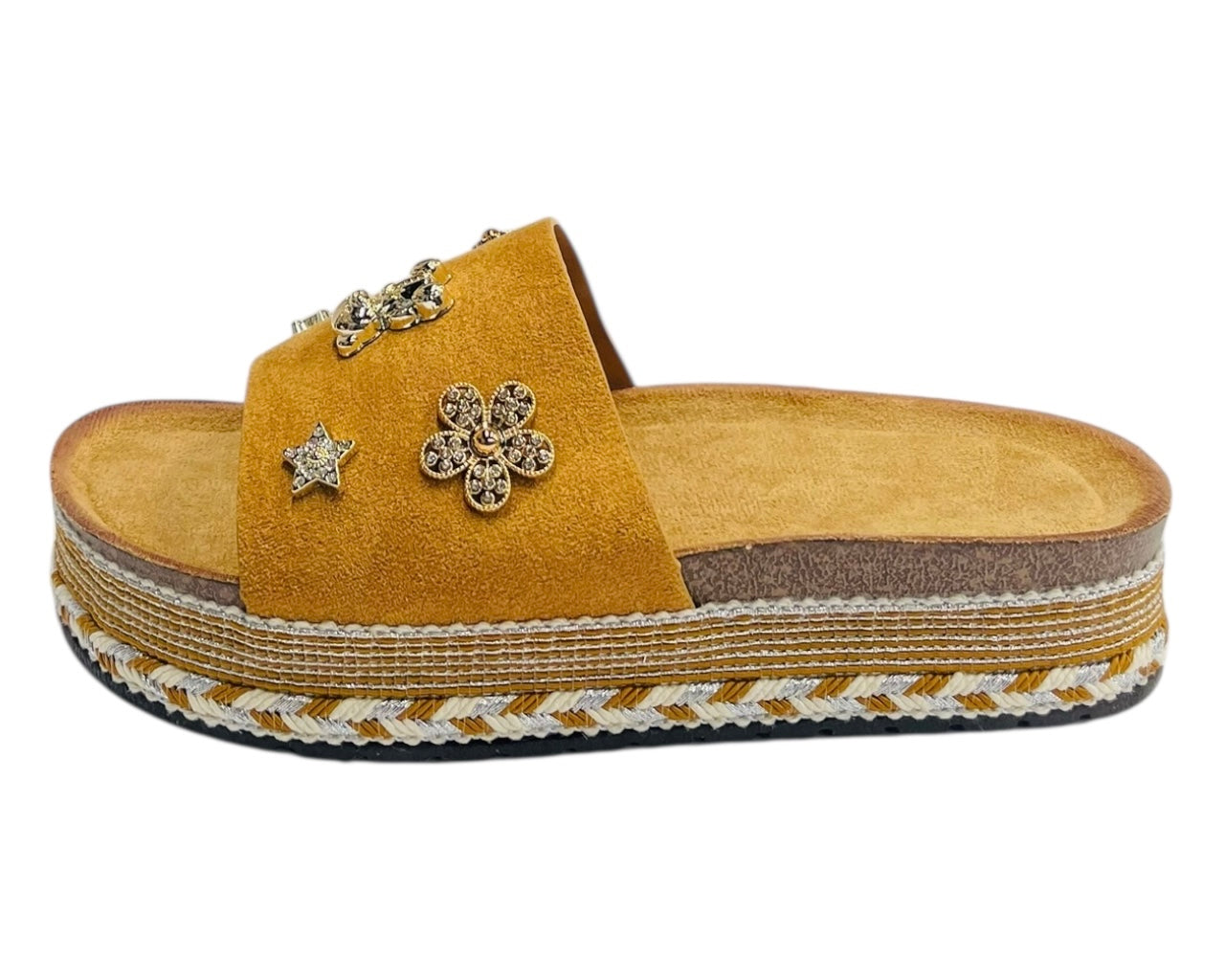 Wide Strap Padded Mules Sandals