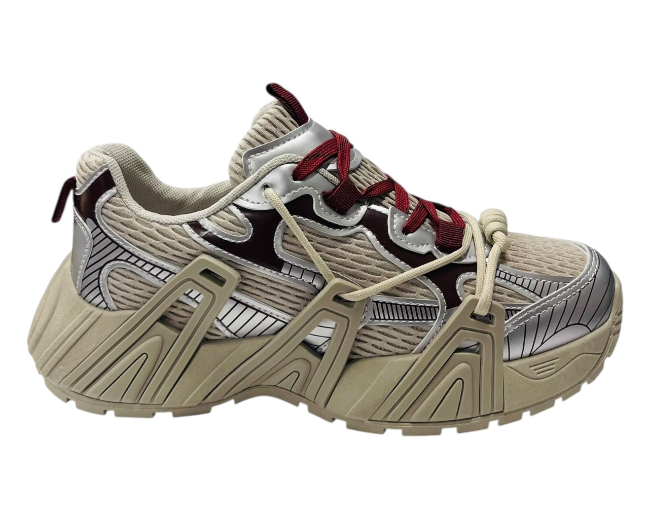 Chunky Sole Mesh Lace Up Sports Trainers