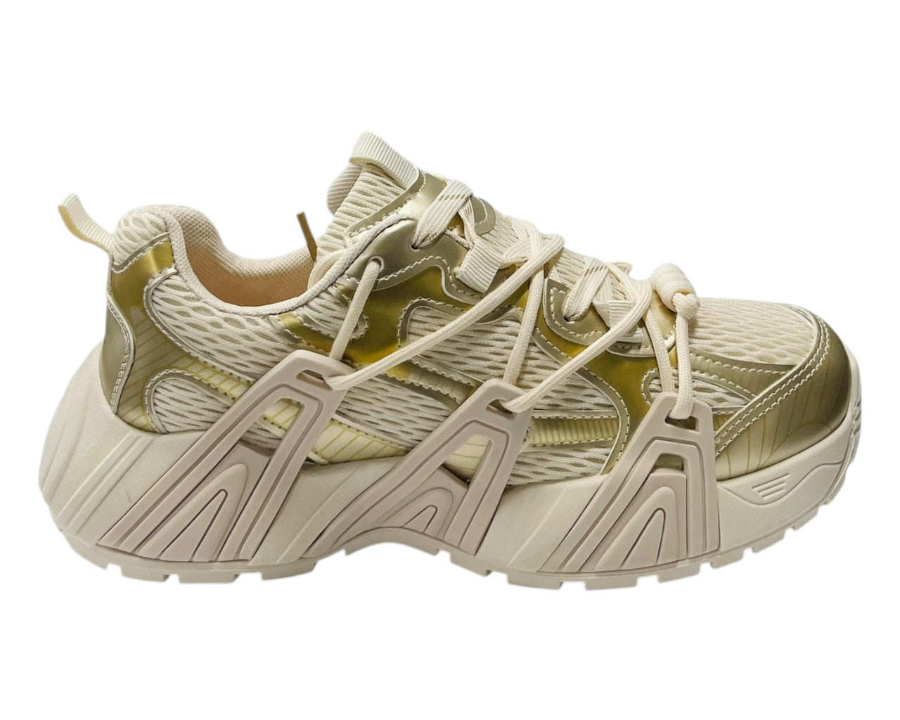 Chunky Sole Mesh Lace Up Sports Trainers