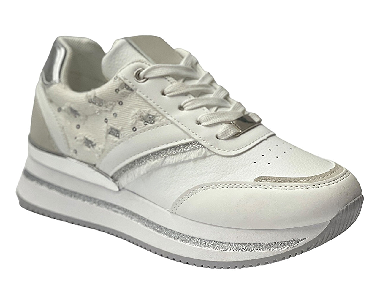 Faux Leather Chunky Sole Lace Up Trainers