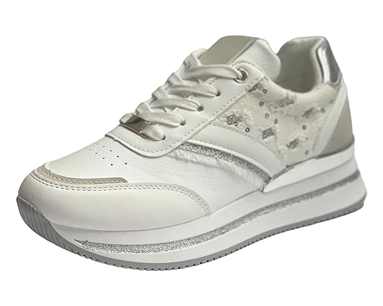 Faux Leather Chunky Sole Lace Up Trainers