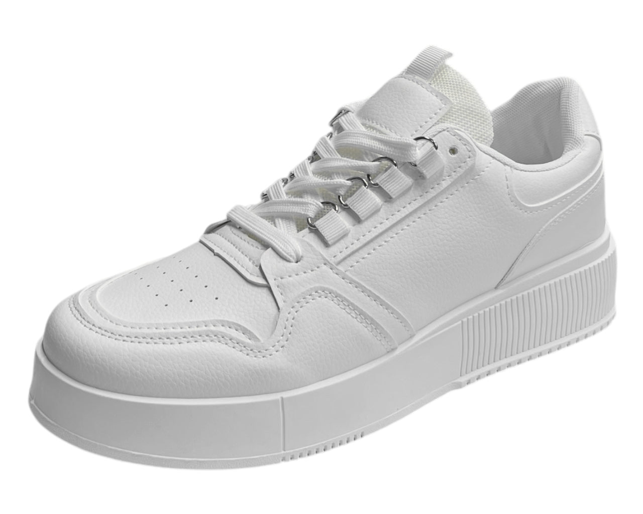 Faux Leather Casual Lace Up Trainers