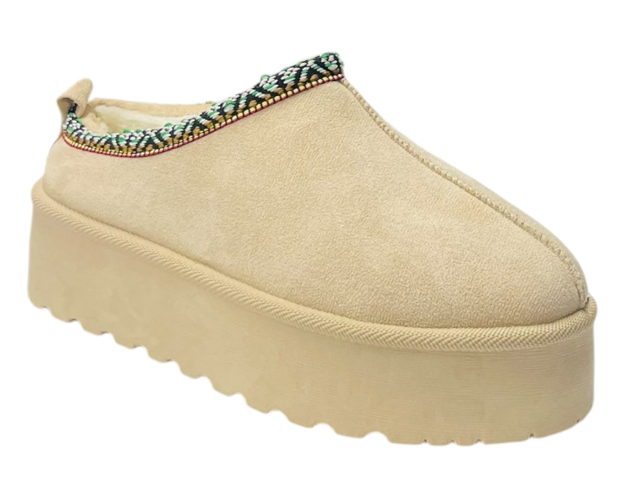 Faux Fur Lined Aztec Platform Shoes