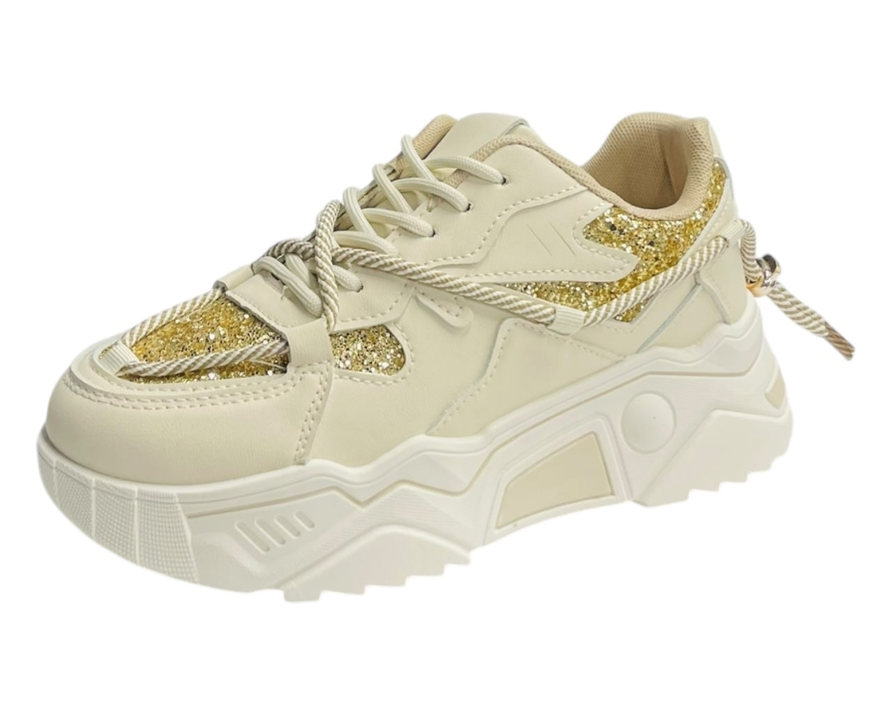 Chunky Sole Glitter Lace Up Trainers