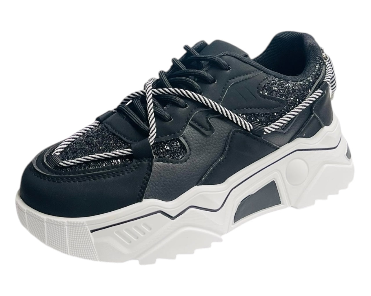 Chunky Sole Glitter Lace Up Trainers