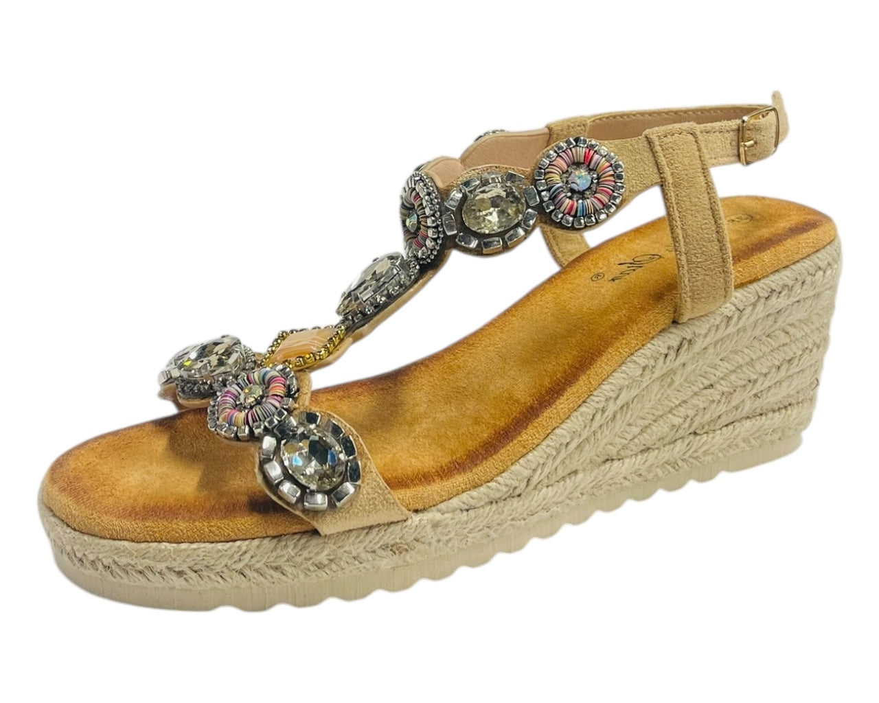 Diamante Espadrilles Wedge Sandals