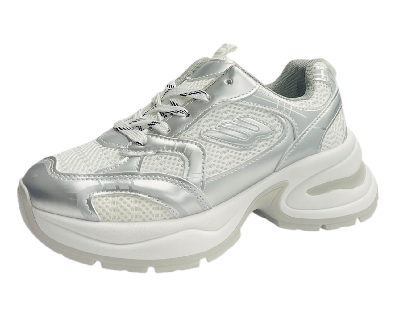 Chunky Sole Mesh Lace Up Sports Trainers