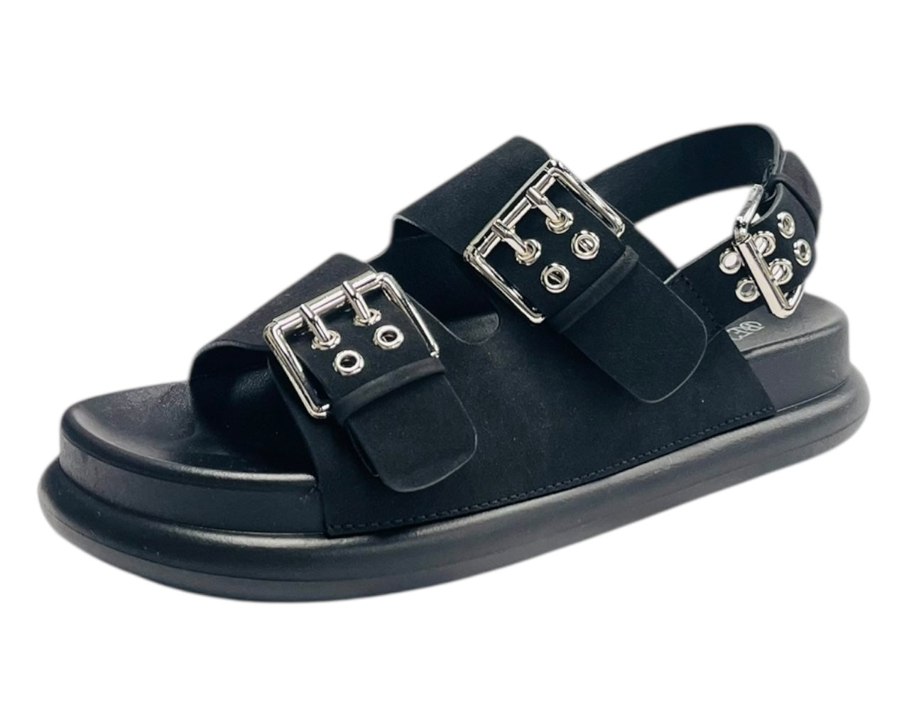 Double Buckle Strap Eyelet Detail Sandals