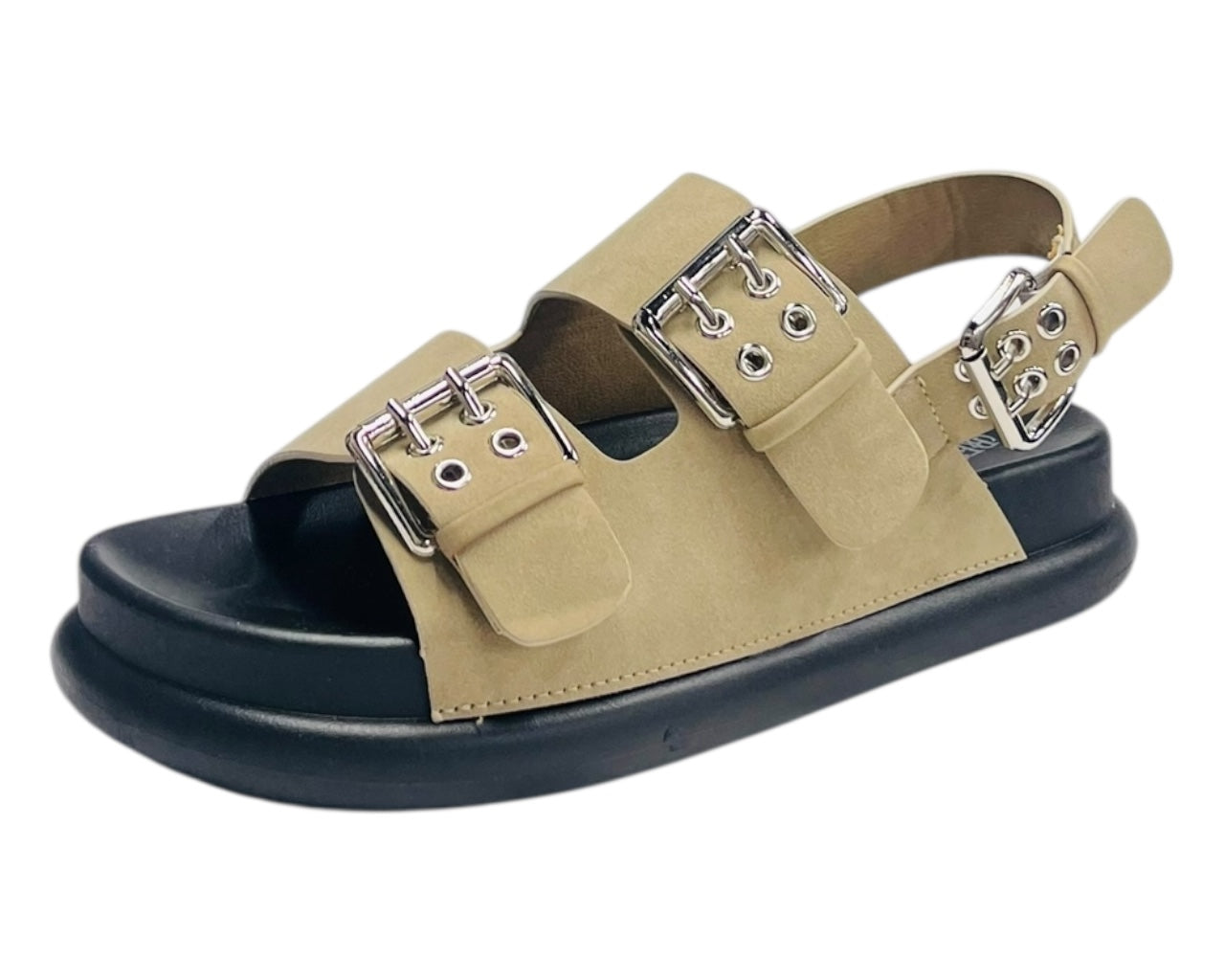 Double Buckle Strap Eyelet Detail Sandals