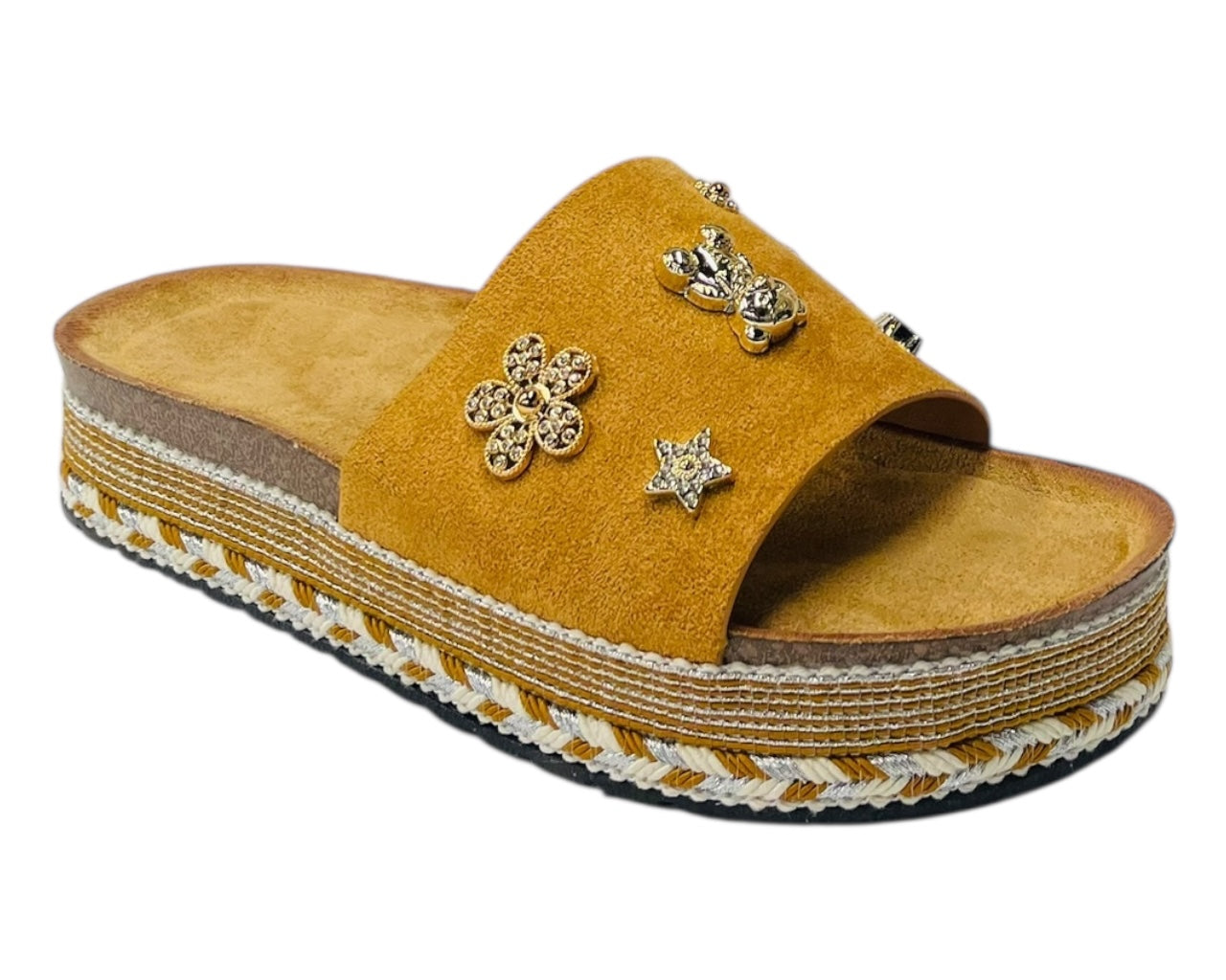 Wide Strap Padded Mules Sandals