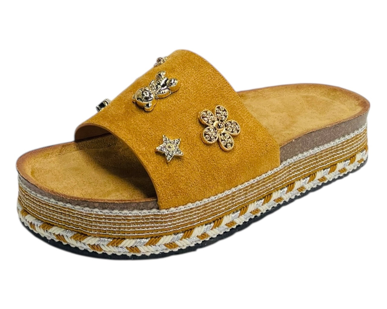 Wide Strap Padded Mules Sandals