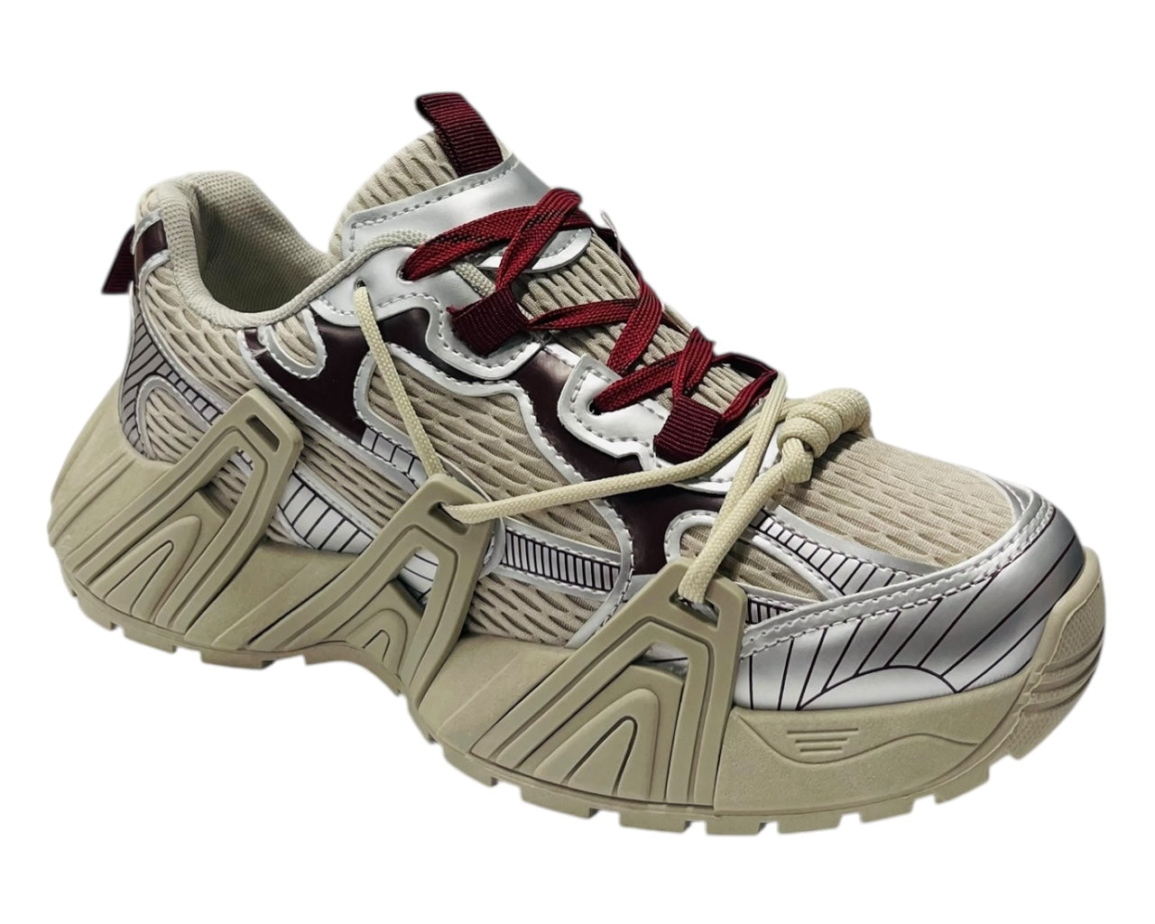Chunky Sole Mesh Lace Up Sports Trainers