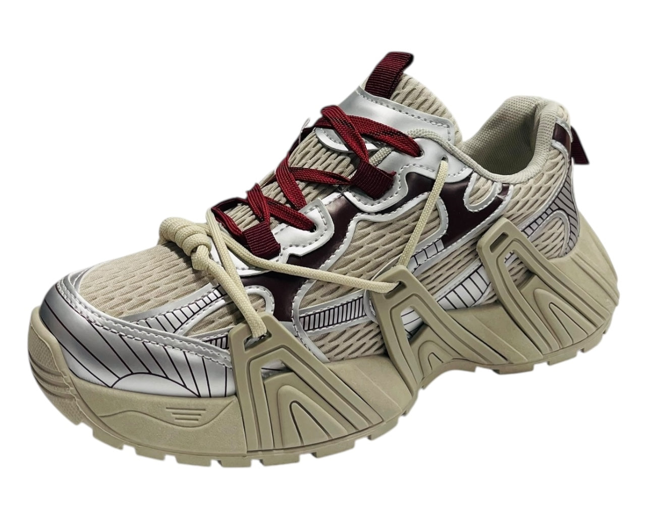 Chunky Sole Mesh Lace Up Sports Trainers