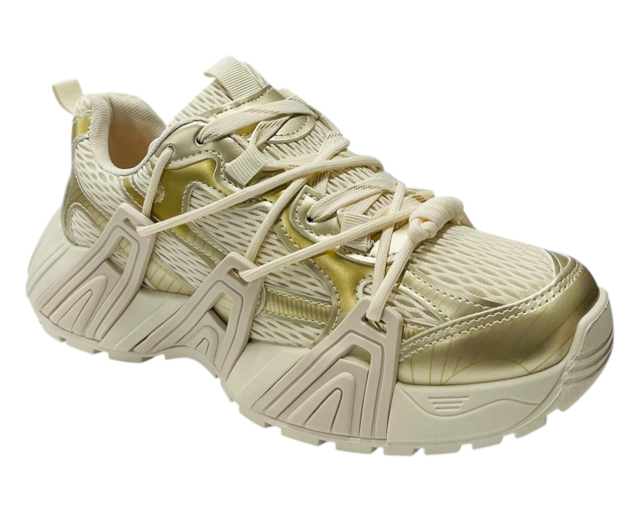 Chunky Sole Mesh Lace Up Sports Trainers
