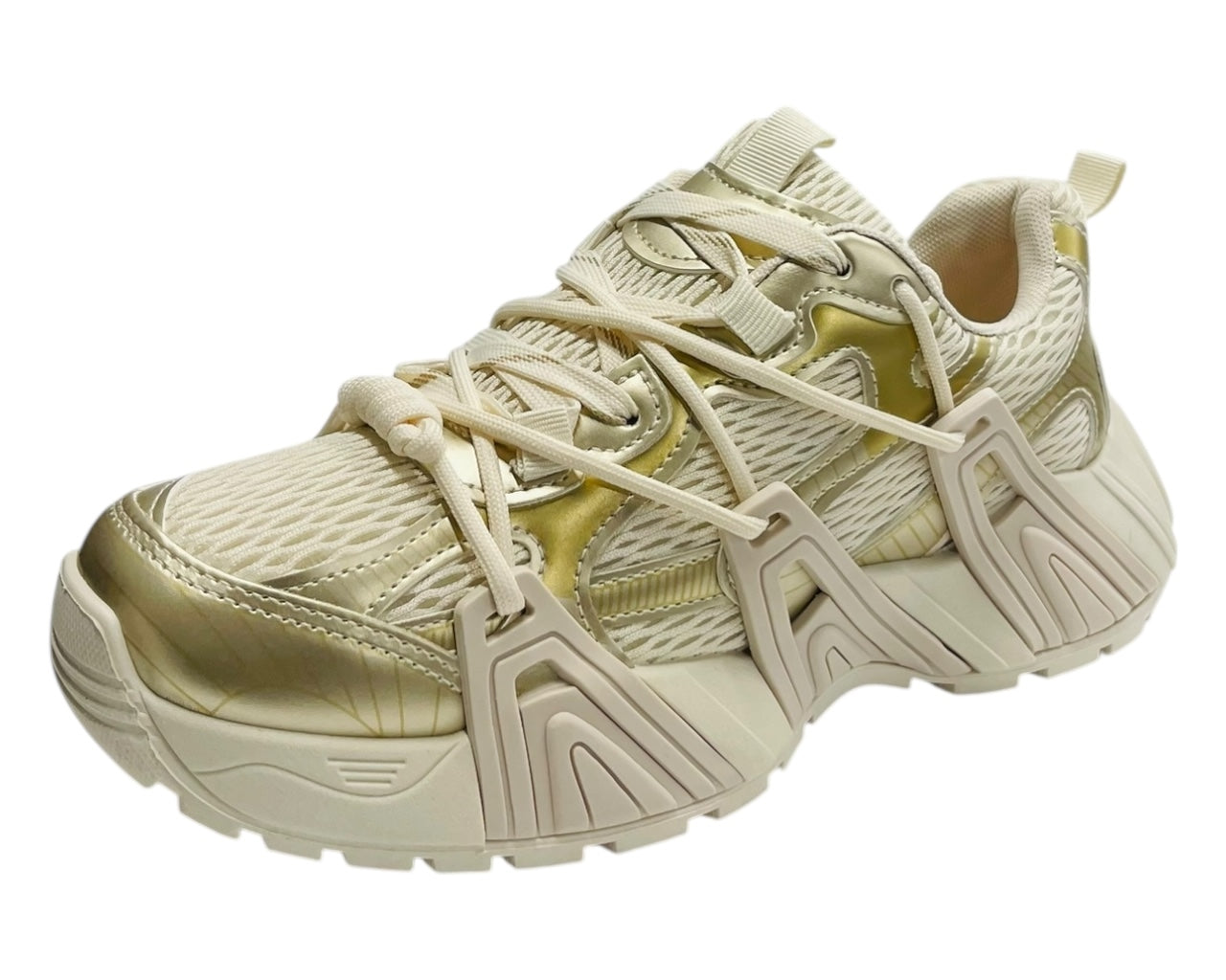 Chunky Sole Mesh Lace Up Sports Trainers