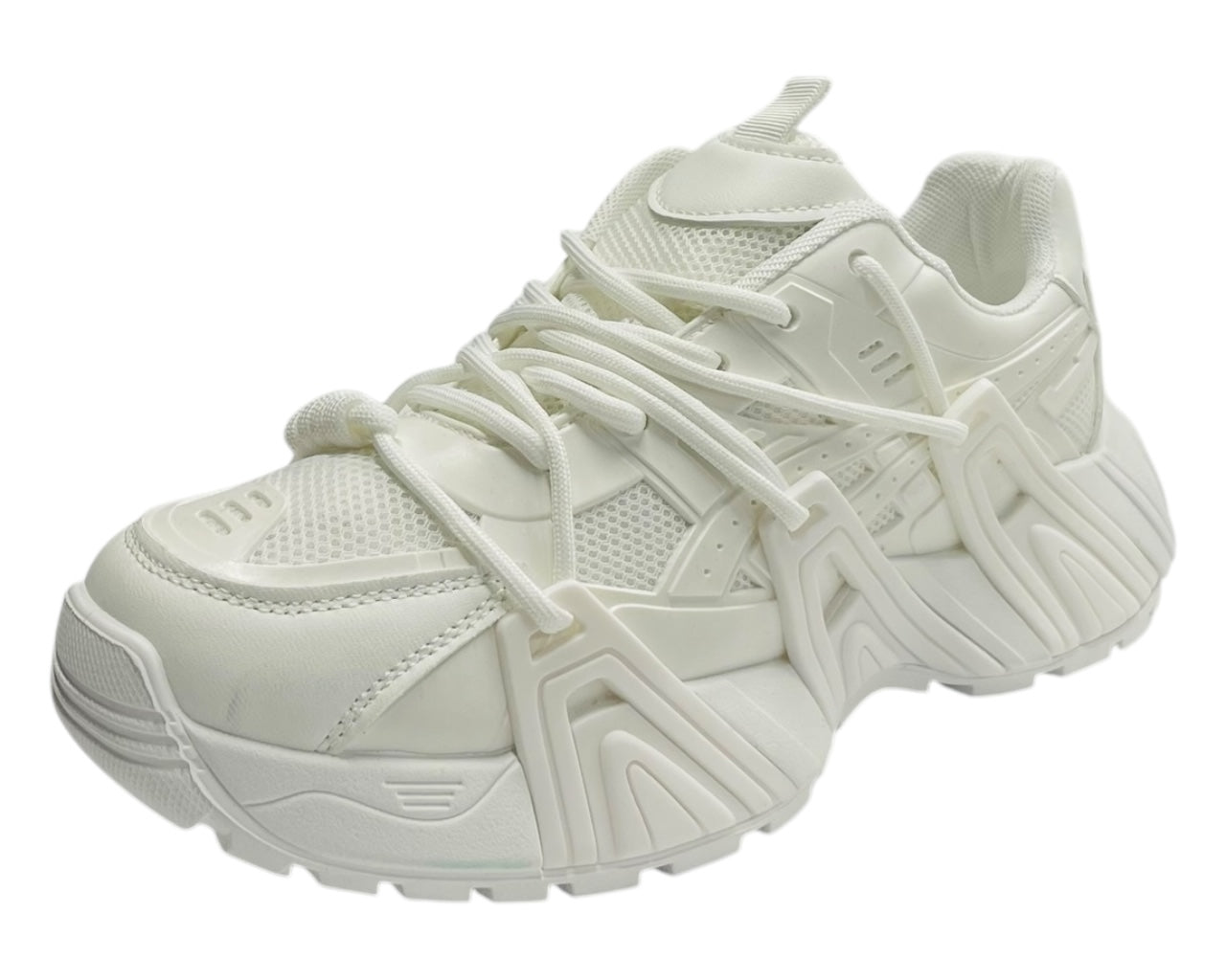 Chunky Sole Mesh Lace Up Sports Trainers