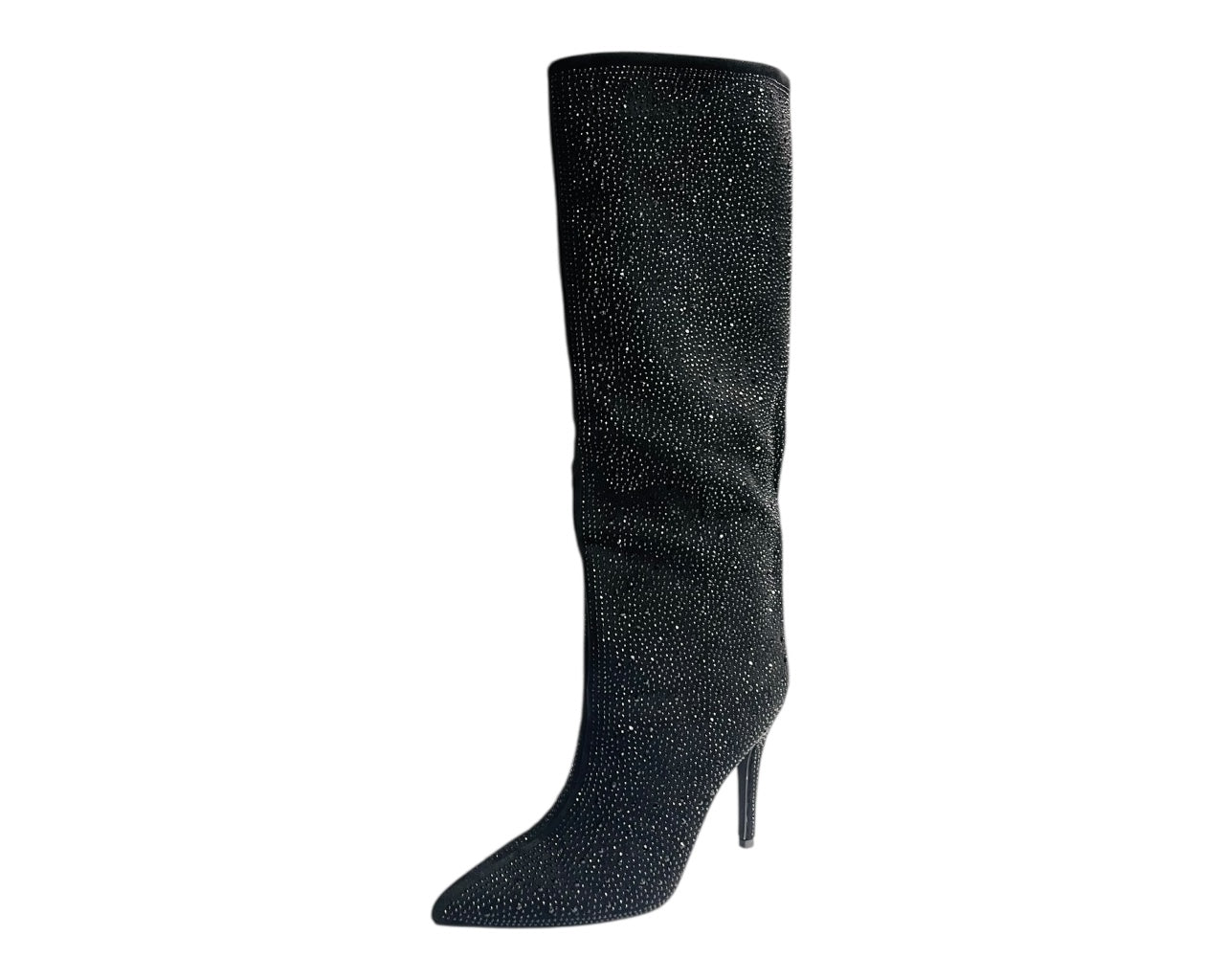 Pointed Toe All Over Diamante Stiletto Heel Knee High Boots