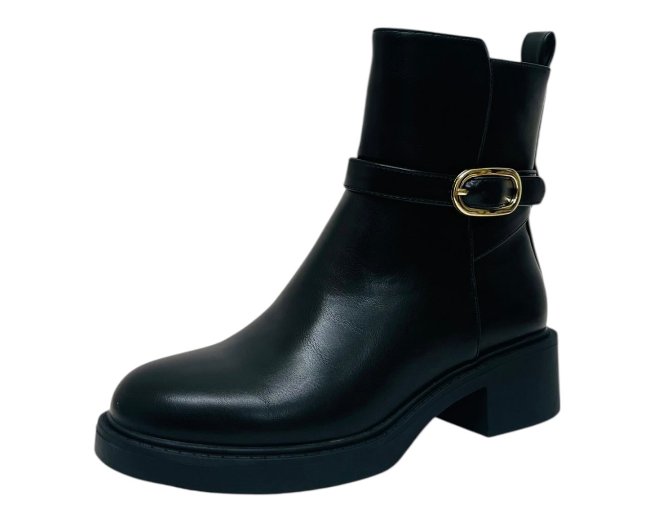 Faux Leather Zip Smart Ankle Boots