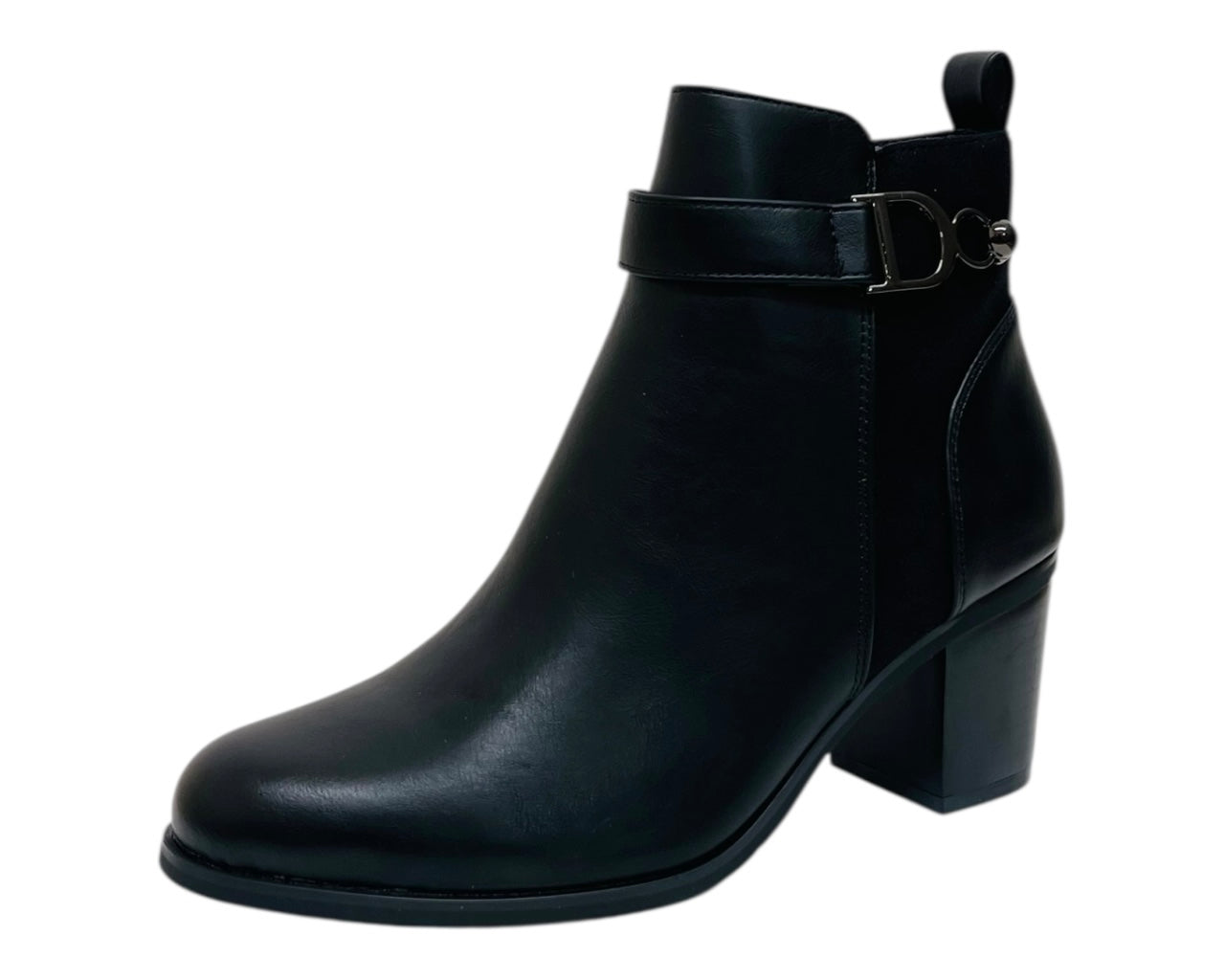Faux Leather Block Heel Ankle Boots