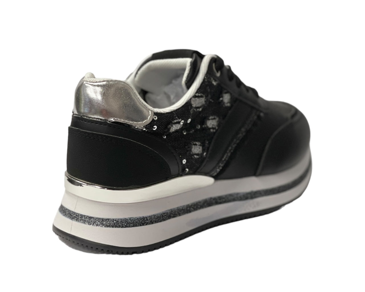 Faux Leather Chunky Sole Lace Up Trainers