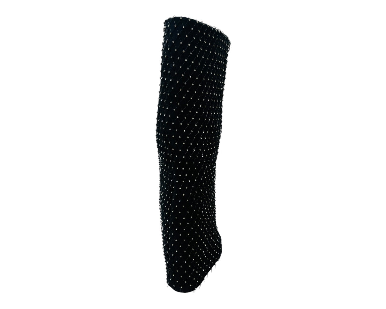 Fold Over Knee High Diamante Fishnet Boots