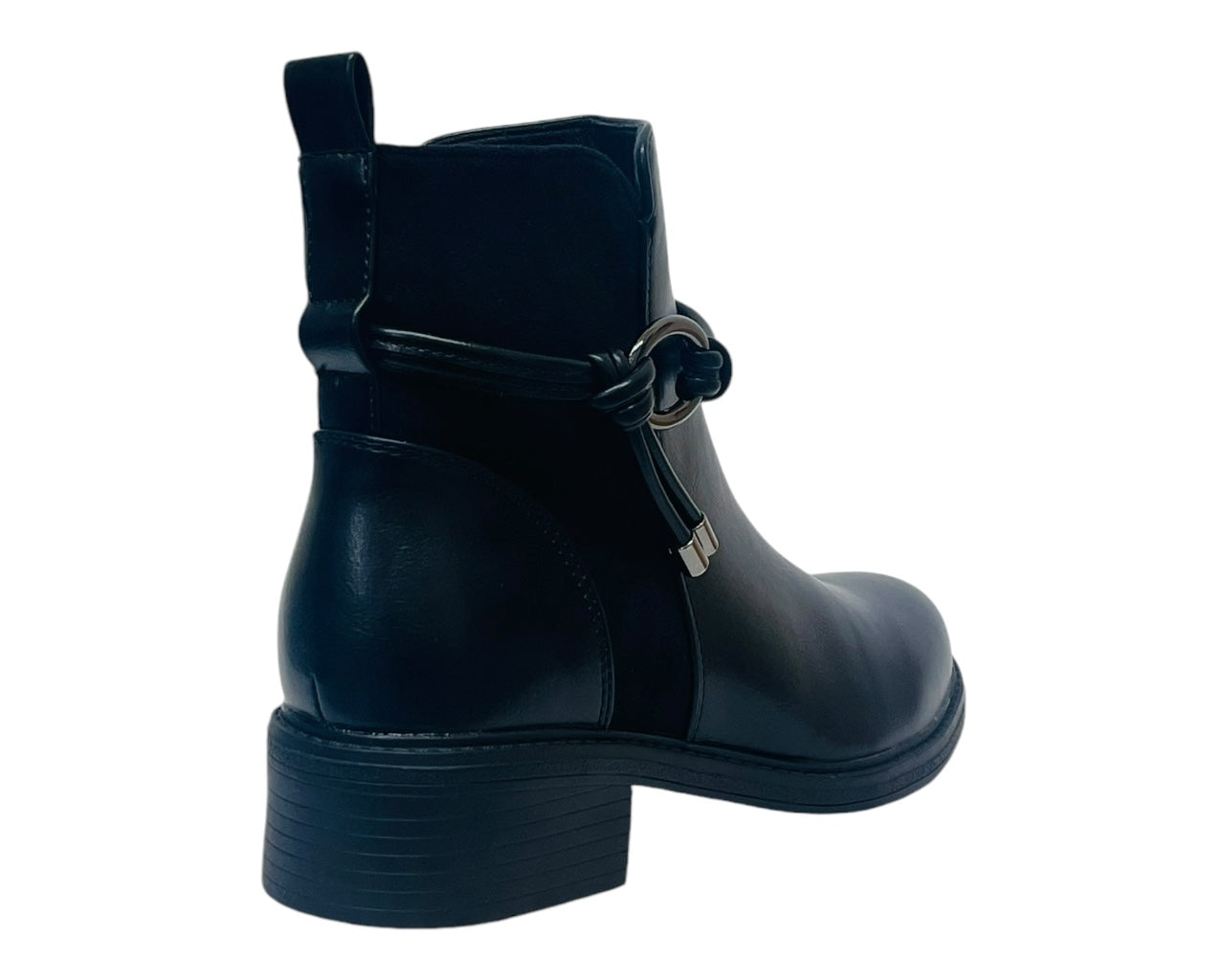 Faux Leather Zip Ankle Boots