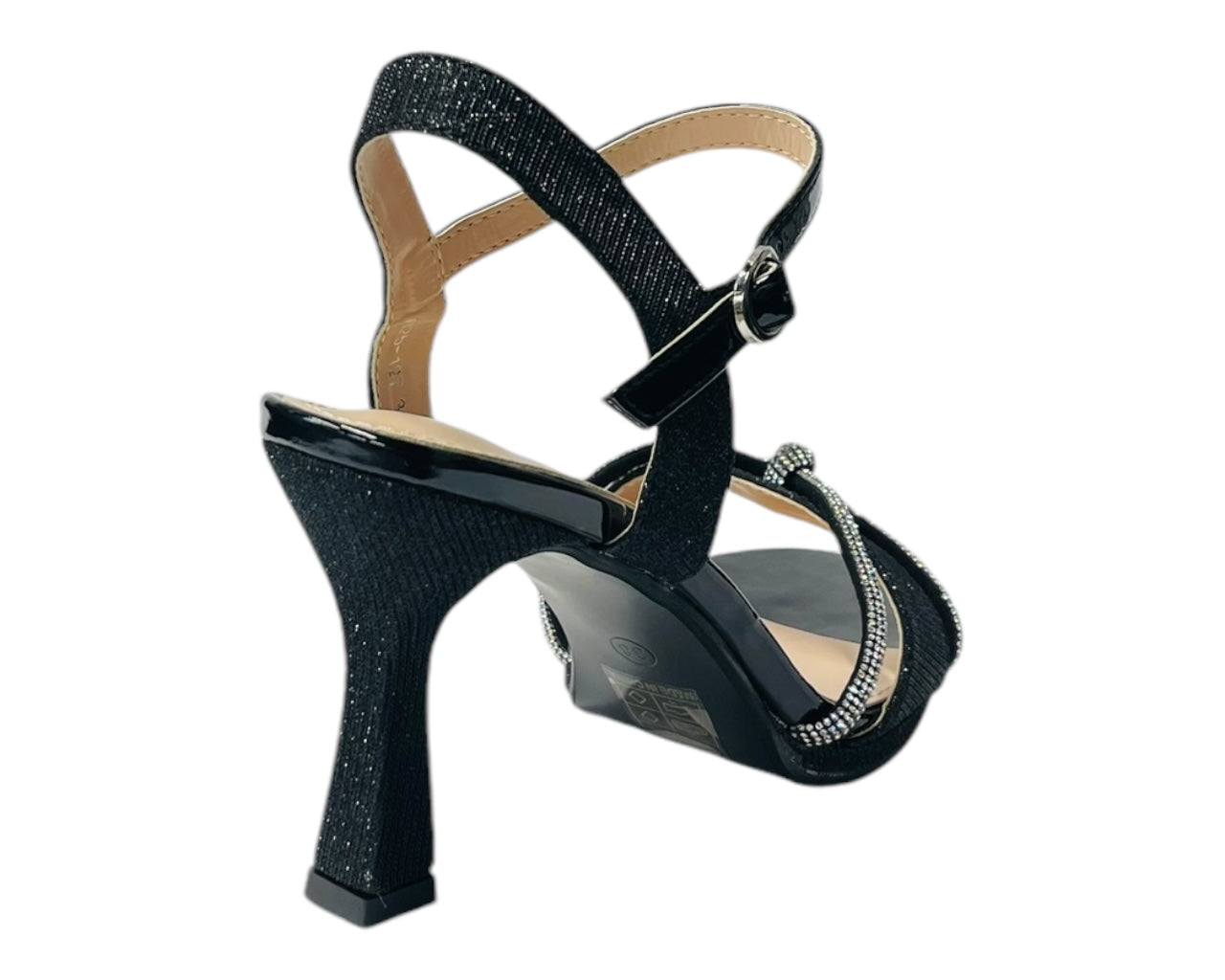 Rhinestone Glitter Ankle Strap Spool Heel Shoes