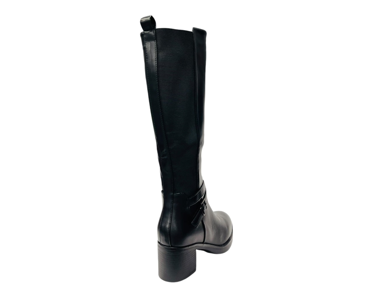 Full Zip Elastic Panel Knee High Boots